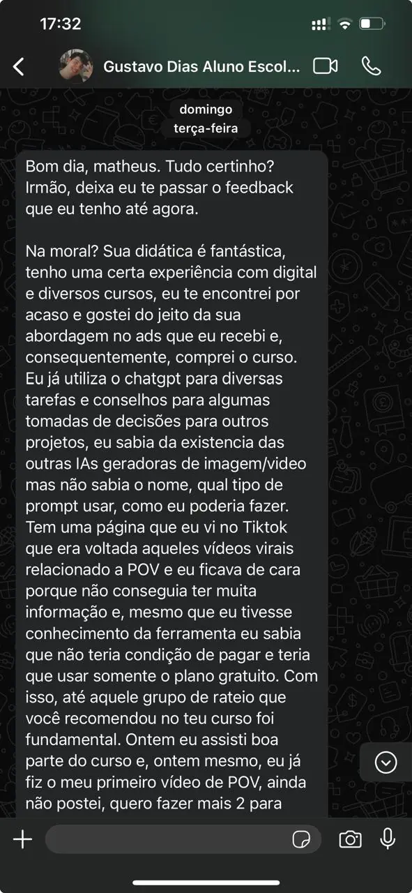 Depoimento de Aluno 16