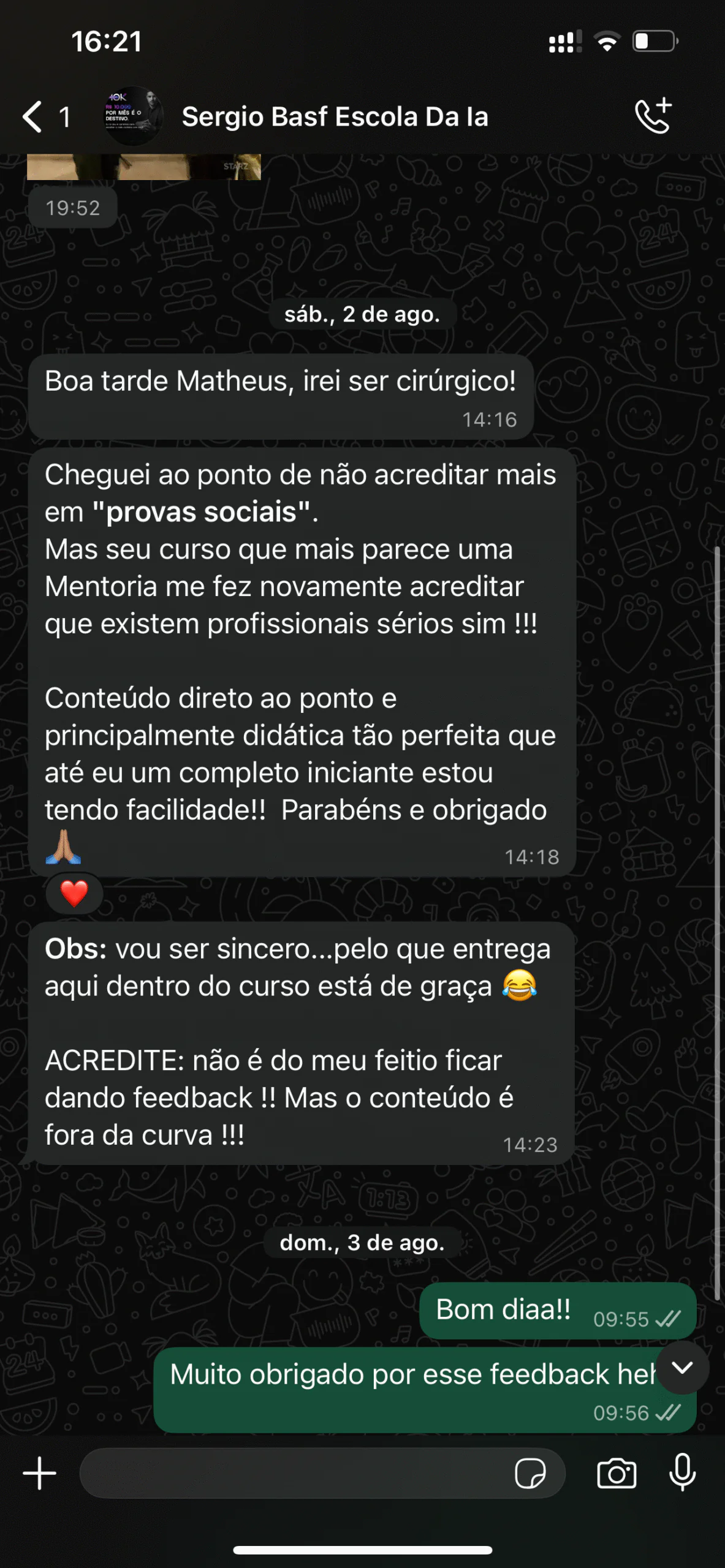 Depoimento de Aluno 18