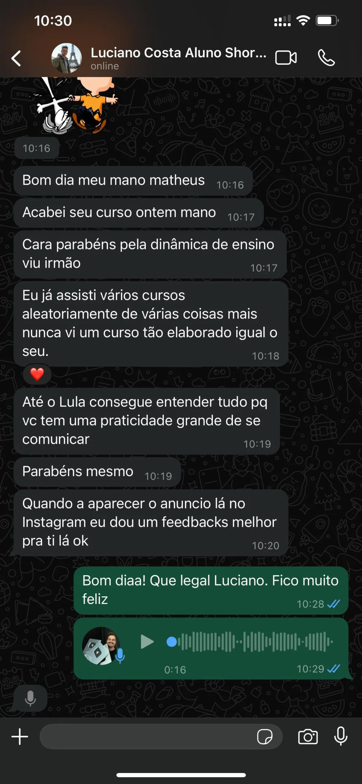 Depoimento de Aluno 19